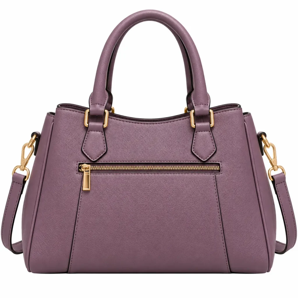 Lazro Mauve Leather Structured Satchel Handbag1